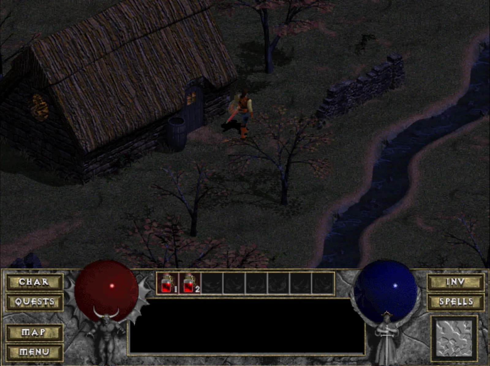 Diablo Web browser runtime displaying the game canvas and interface